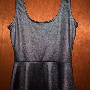 Silver shimmery peplum top